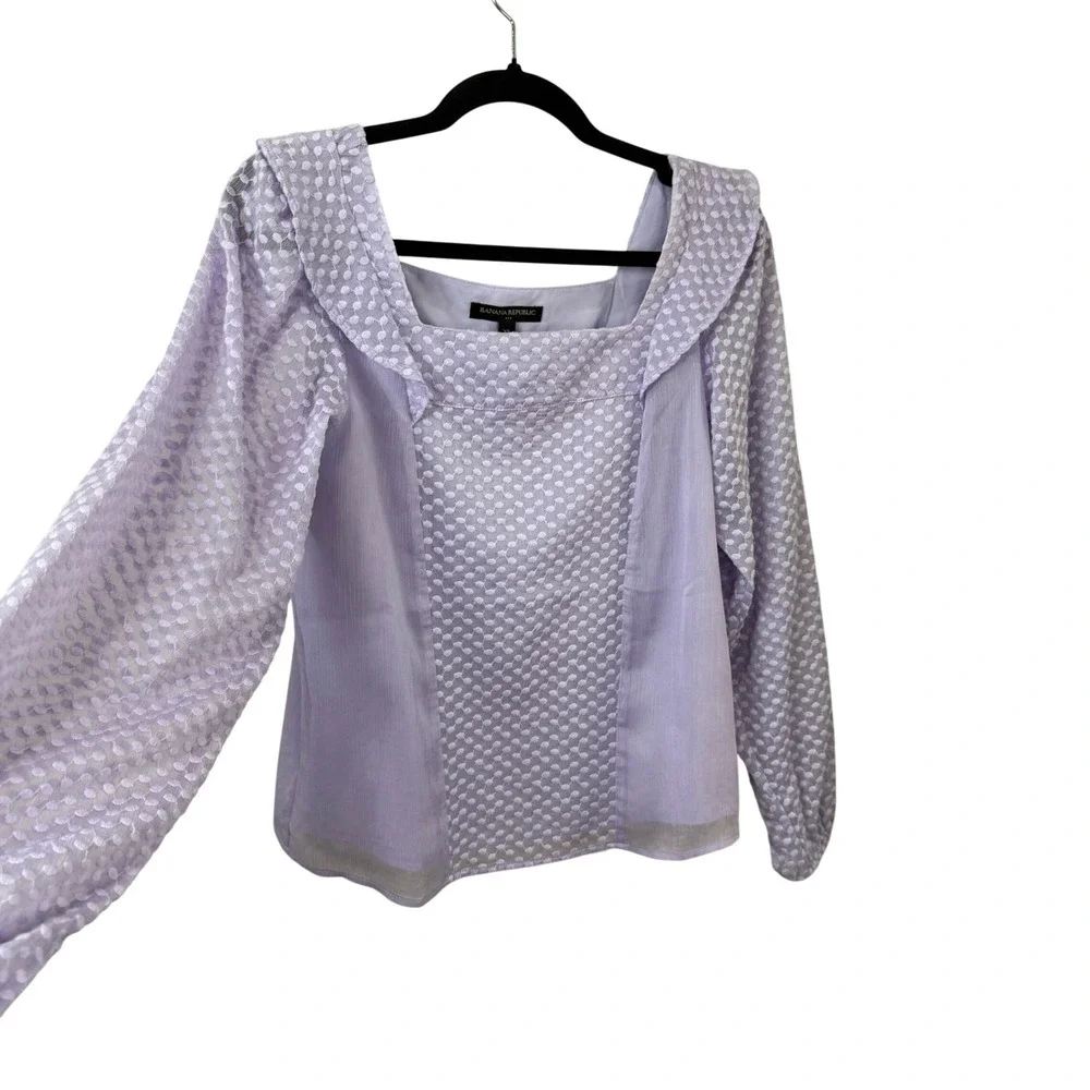 Banana Republic Lavender Swiss Dot Textured Top Cottagecore Coquette NWT XS